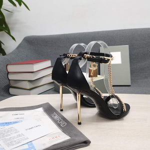 Tomford Shiny Leather Padlock Pointy Naked Sandal 105mm W22730 - 35 - View 4
