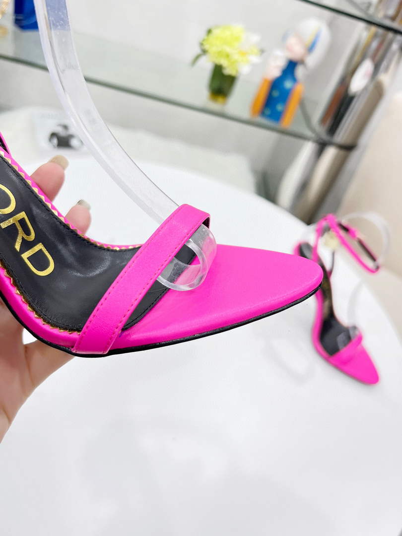 Tomford Shiny Leather Padlock Pointy Naked Sandal 105mm W228020