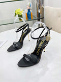 Tomford Shiny Leather Padlock Pointy Naked Sandal 105mm W228021