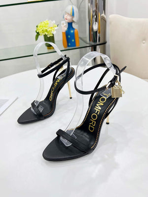 Tomford Shiny Leather Padlock Pointy Naked Sandal 105mm W228021 - 35 - View 1