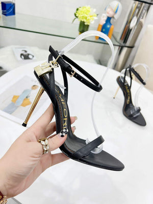 Tomford Shiny Leather Padlock Pointy Naked Sandal 105mm W228021 - 35 - View 8