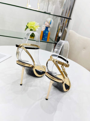 Tomford Shiny Leather Padlock Pointy Naked Sandal 105mm W228023 - 35 - View 3