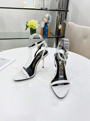 Tomford Shiny Leather Padlock Pointy Naked Sandal 105mm W228024 - 35 - View 4