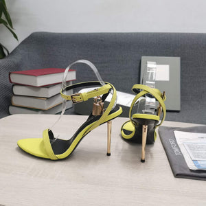 Tomford Shiny Leather Padlock Pointy Naked Sandal 105mm W22801 - 35 - View 3