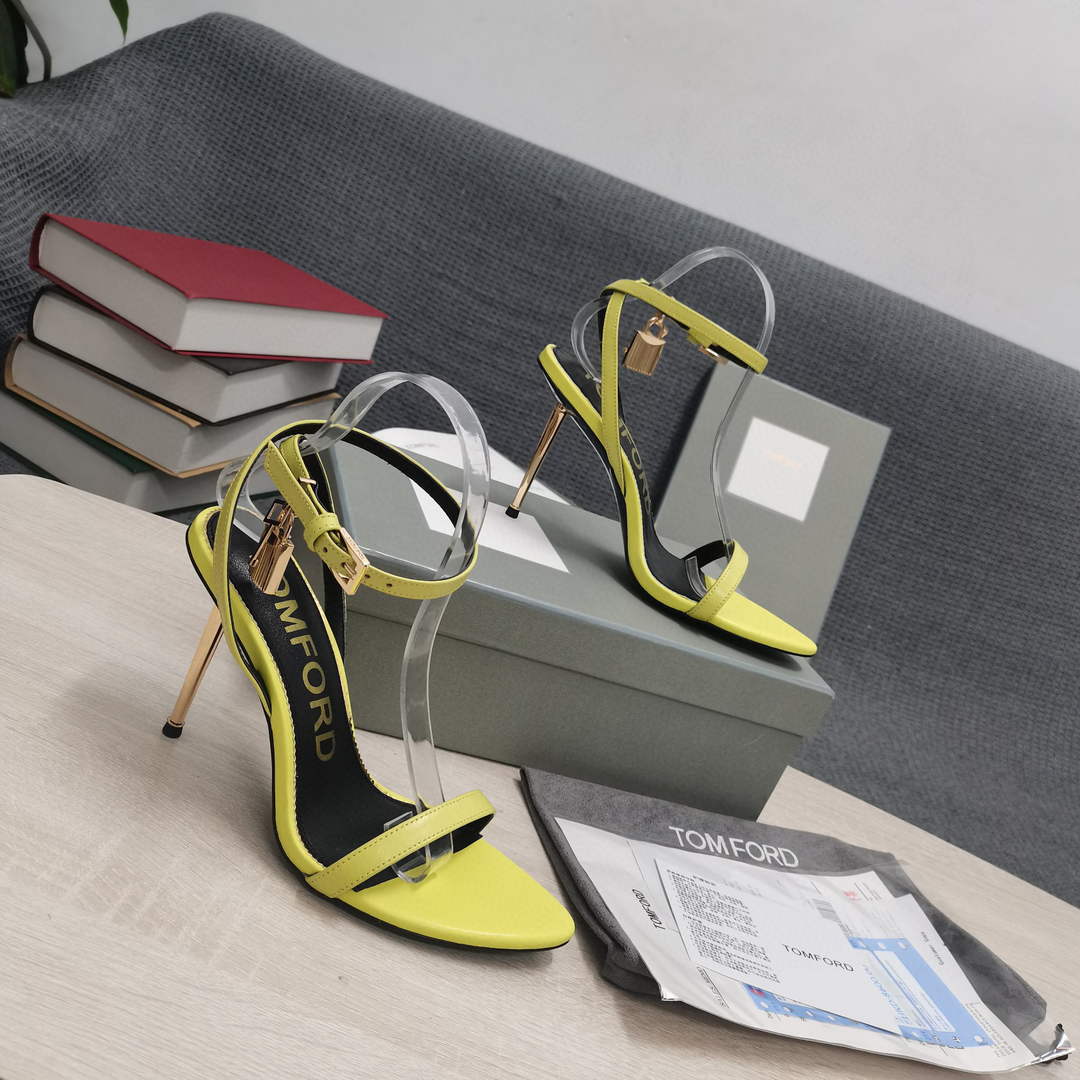 Tomford Shiny Leather Padlock Pointy Naked Sandal 105mm W22801