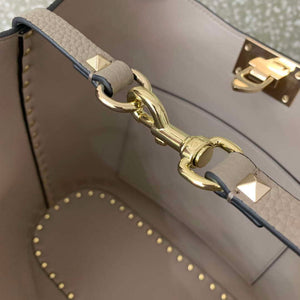 Valentino 0055 GARAVANI Rockstud Small Poudre Leather Tote Bag Gray - Default Title - View 6