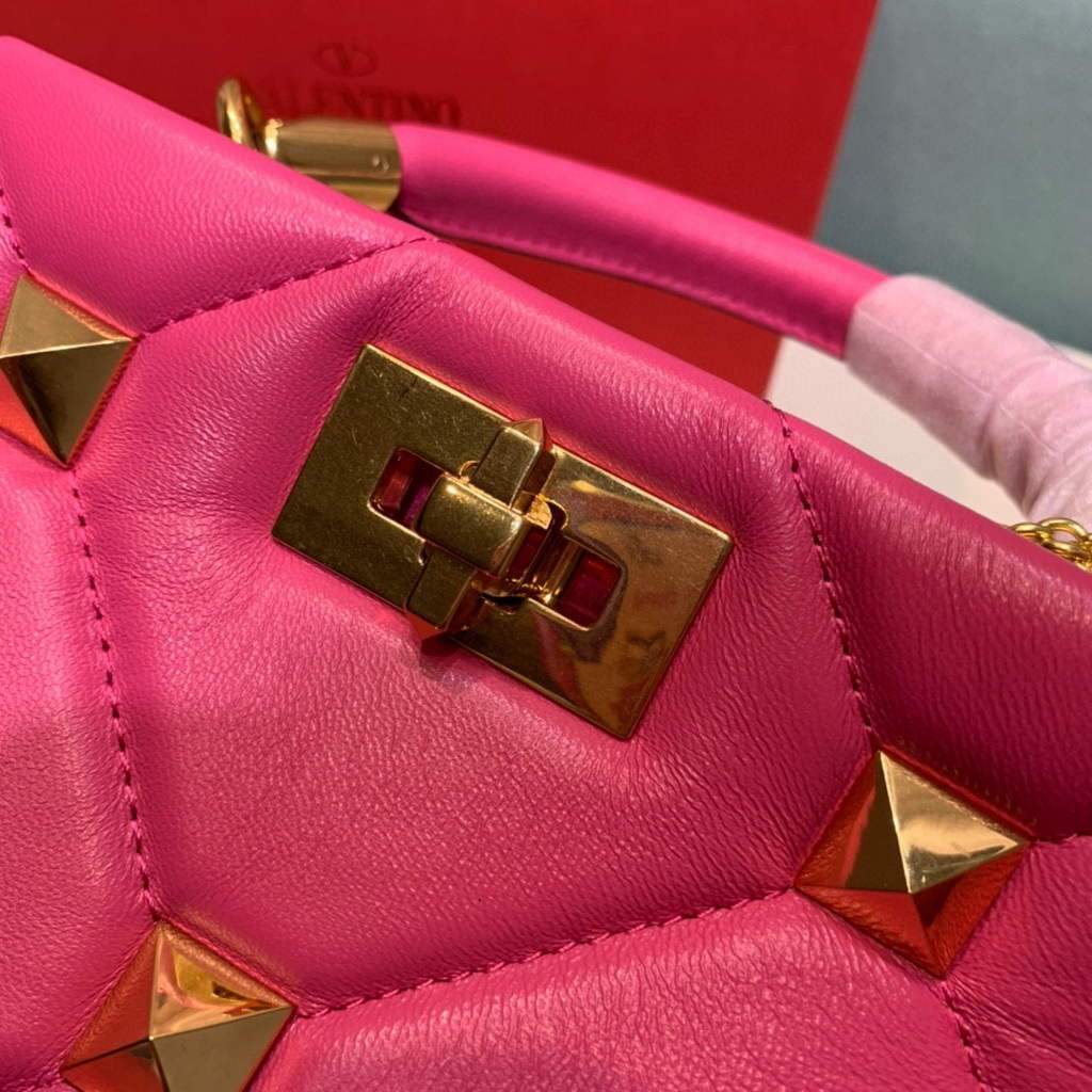 Valentino 0097S Small Roman Stud The Handle Bag In Nappa Plum
