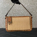 Valentino 03111 Garavani Rockstud Shoulder Bag Raffia
