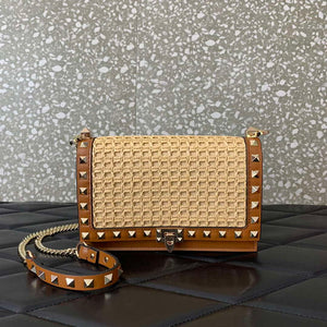 Valentino 0571 Garavani Rockstud Crossbag Raffia - Default Title - View 1