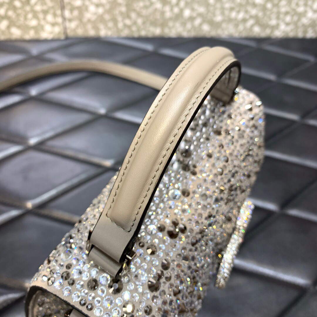Valentino 1W2B0G97TZA0FO Vsling Mini Handbag With Sparkling Embroidery Pearl Gray