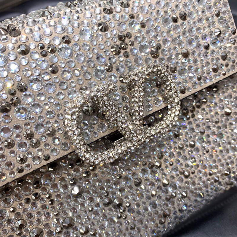 Valentino 1W2B0G97TZA0FO Vsling Mini Handbag With Sparkling Embroidery Pearl Gray