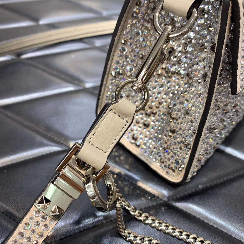 Valentino 1W2B0G97TZA0FO Vsling Mini Handbag With Sparkling Embroidery Pearl Gray