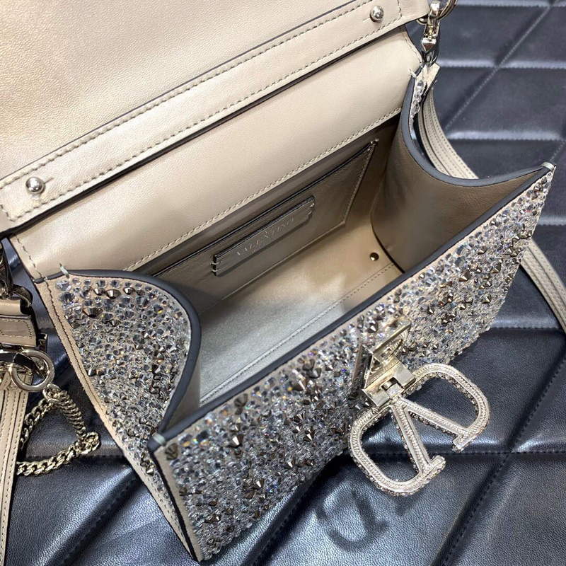 Valentino 1W2B0G97TZA0FO Vsling Mini Handbag With Sparkling Embroidery Pearl Gray