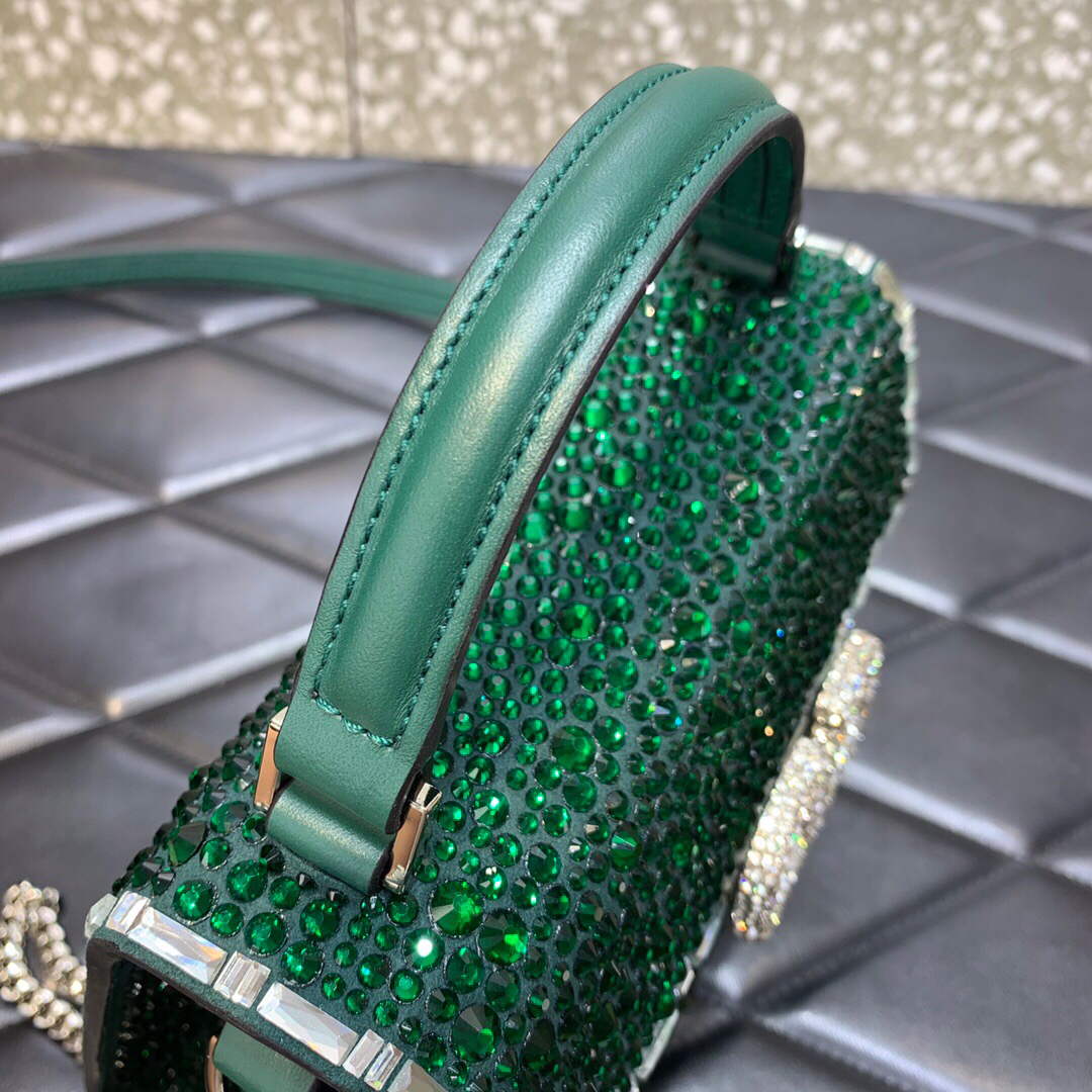 Valentino 1W2B0G97TZA0FO Vsling Mini Handbag With Sparkling Embroidery Green