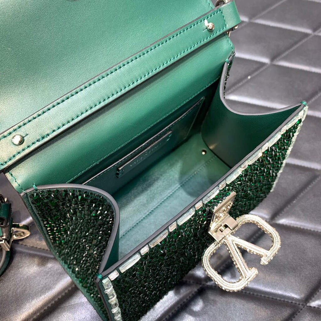 Valentino 1W2B0G97TZA0FO Vsling Mini Handbag With Sparkling Embroidery Green