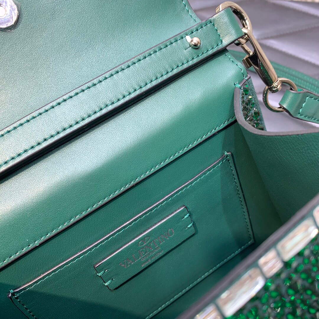 Valentino 1W2B0G97TZA0FO Vsling Mini Handbag With Sparkling Embroidery Green