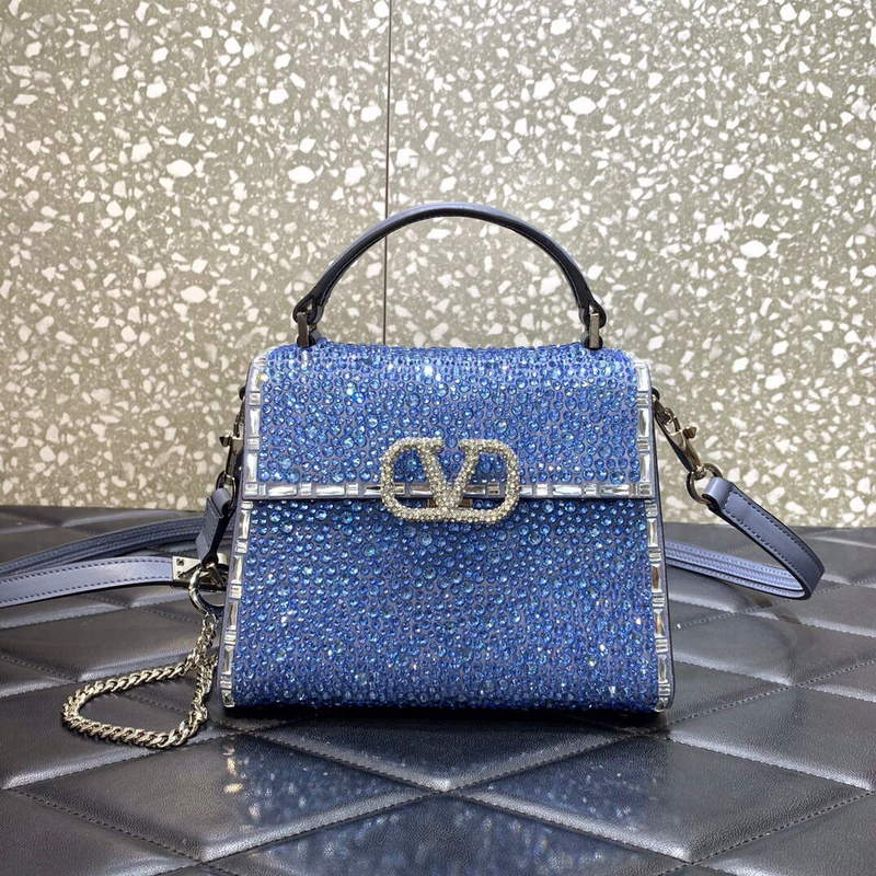 Valentino 1W2B0G97TZA0FO Vsling Mini Handbag With Sparkling Embroidery Blue - Default Title - View 1