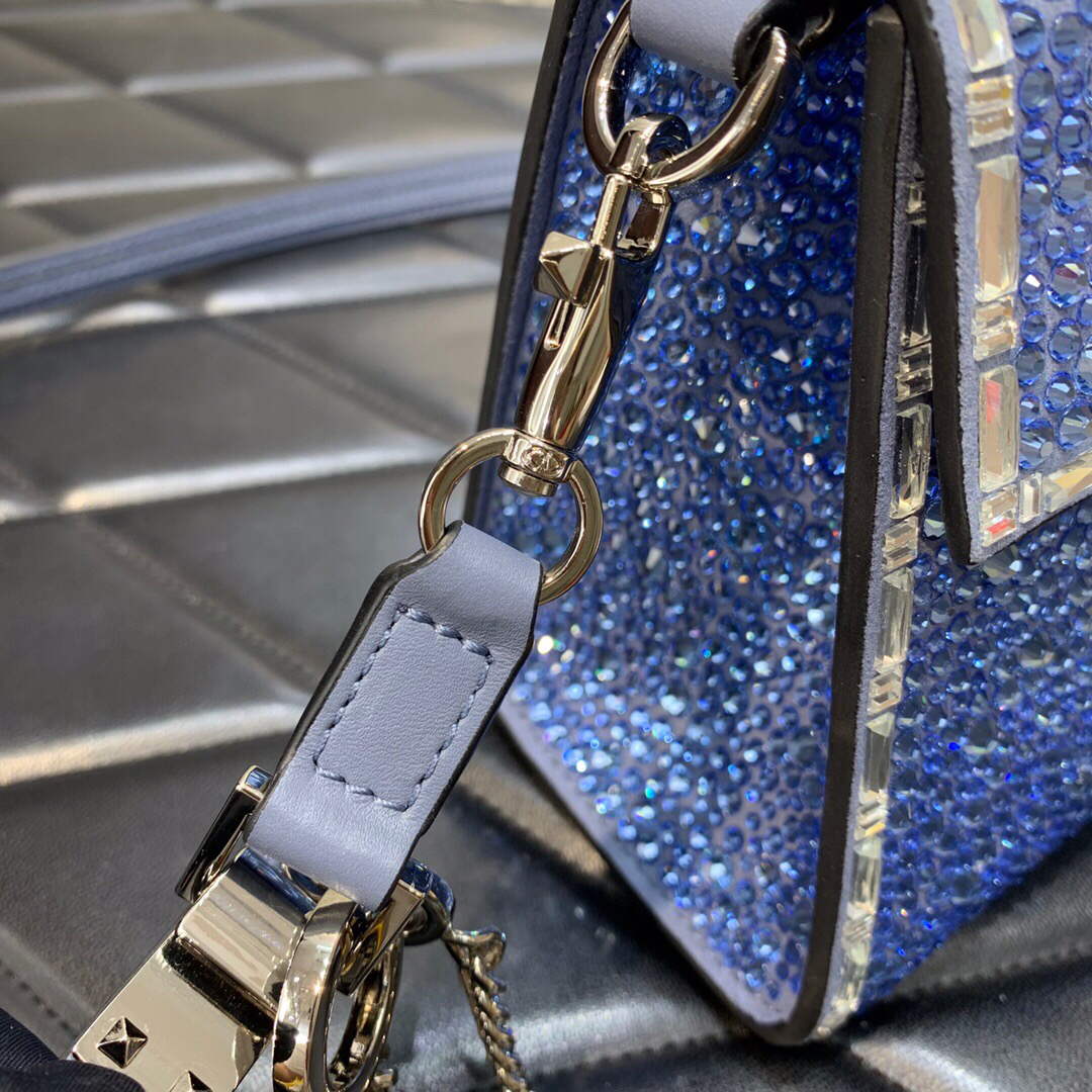 Valentino 1W2B0G97TZA0FO Vsling Mini Handbag With Sparkling Embroidery Blue
