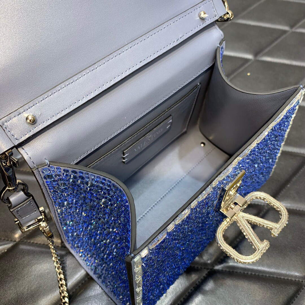 Valentino 1W2B0G97TZA0FO Vsling Mini Handbag With Sparkling Embroidery Blue