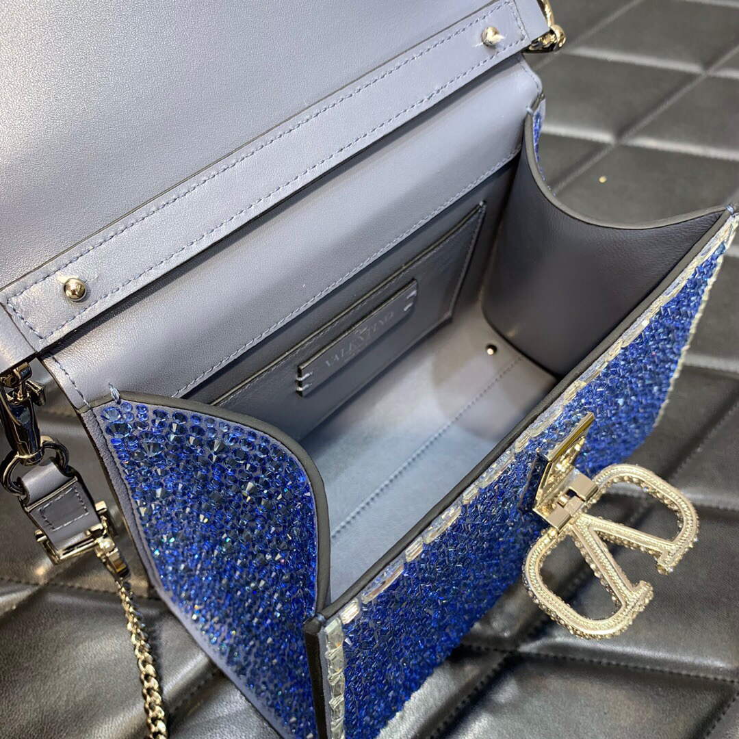 Valentino 1W2B0G97TZA0FO Vsling Mini Handbag With Sparkling Embroidery Blue