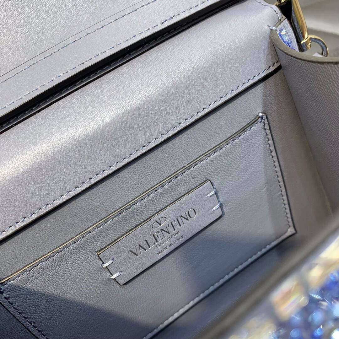 Valentino 1W2B0G97TZA0FO Vsling Mini Handbag With Sparkling Embroidery Blue