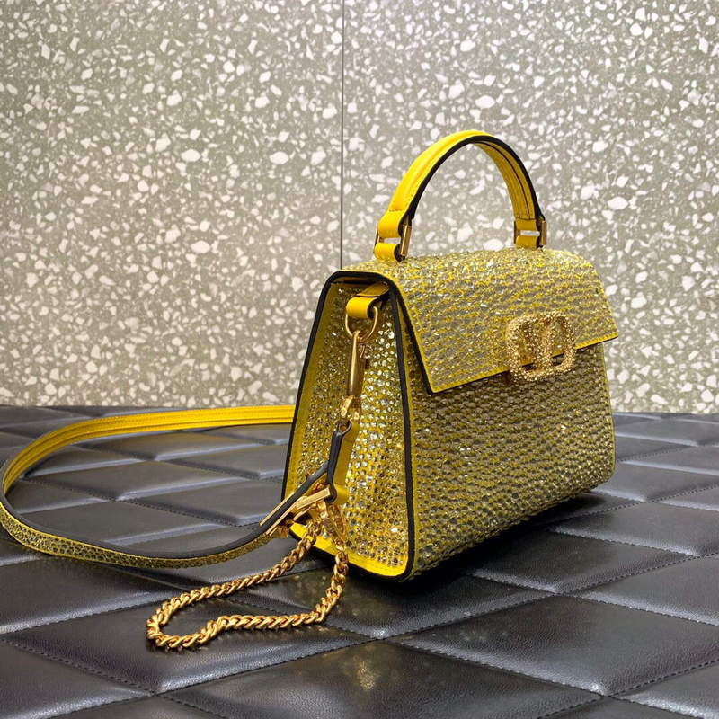 Valentino 1W2B0G97TZA0FO Vsling Mini Handbag With Sparkling Embroidery Yellow