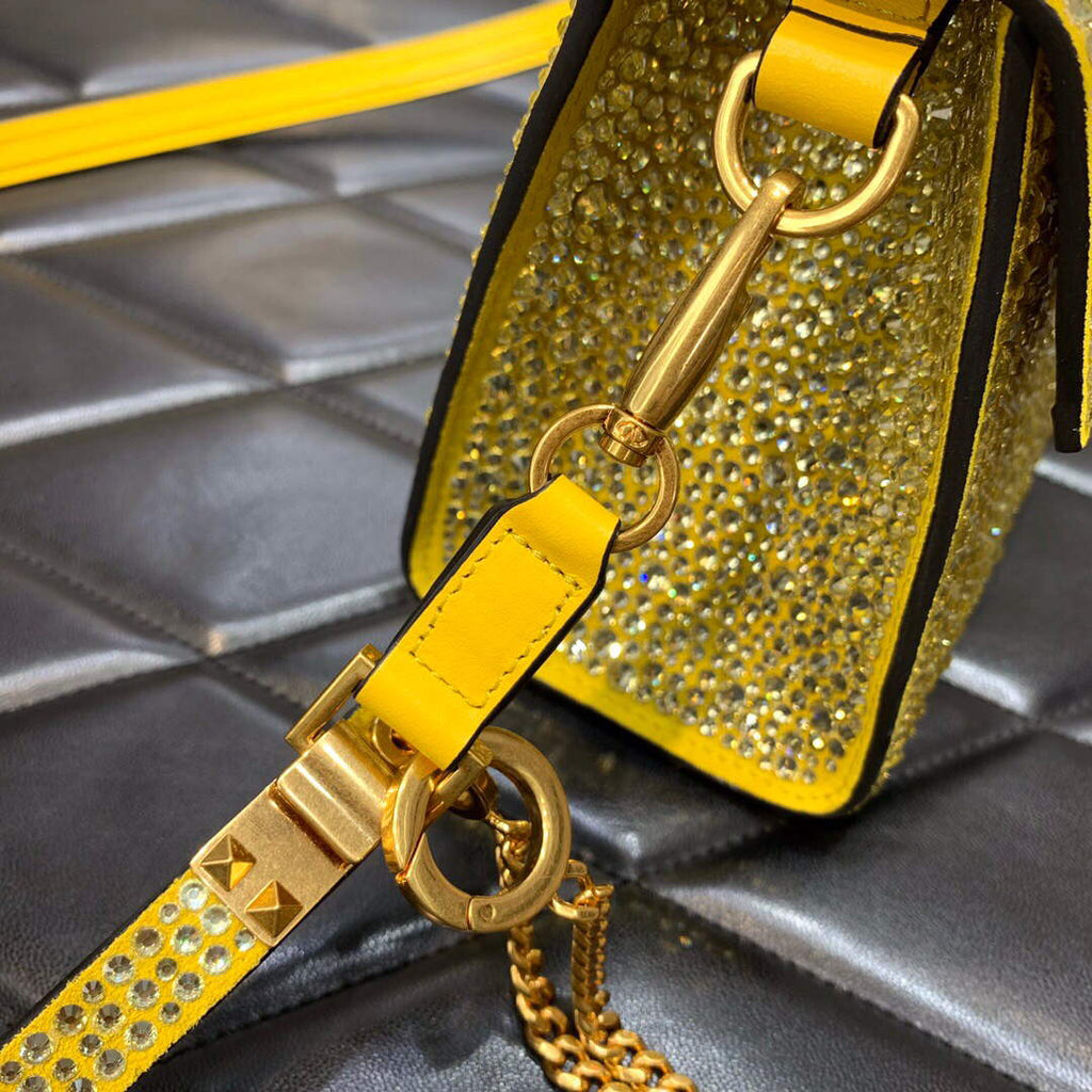 Valentino 1W2B0G97TZA0FO Vsling Mini Handbag With Sparkling Embroidery Yellow