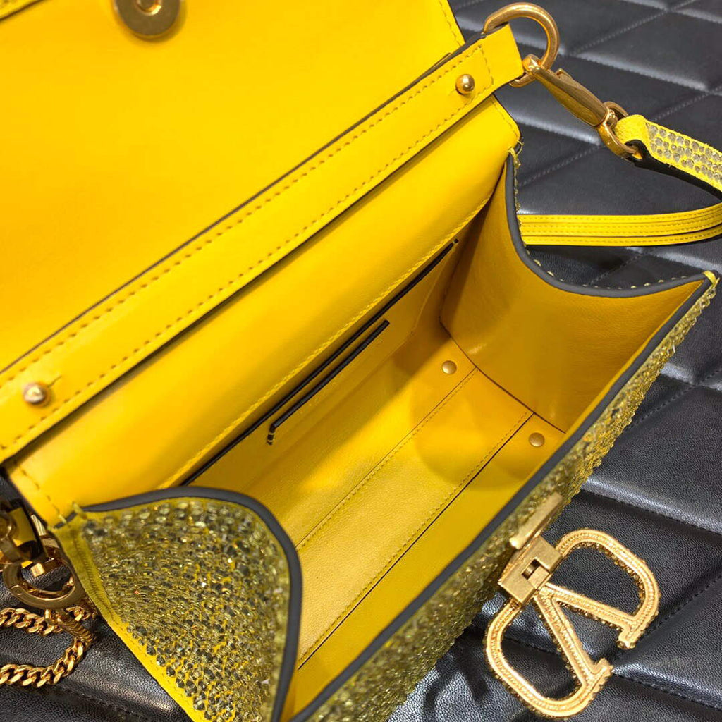 Valentino 1W2B0G97TZA0FO Vsling Mini Handbag With Sparkling Embroidery Yellow