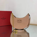 Valentino 1W2P0W19RQR Mini Vlogo Signature Grainy Calfskin Hobo Bag Light Pink - Default Title - View 1