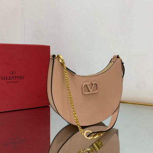 Valentino 1W2P0W19RQR Mini Vlogo Signature Grainy Calfskin Hobo Bag Light Pink - Default Title - View 3