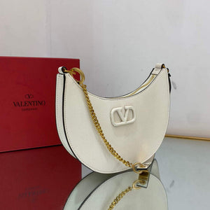Valentino 1W2P0W19RQR Mini Vlogo Signature Grainy Calfskin Hobo Bag Light Ivory - Default Title - View 3