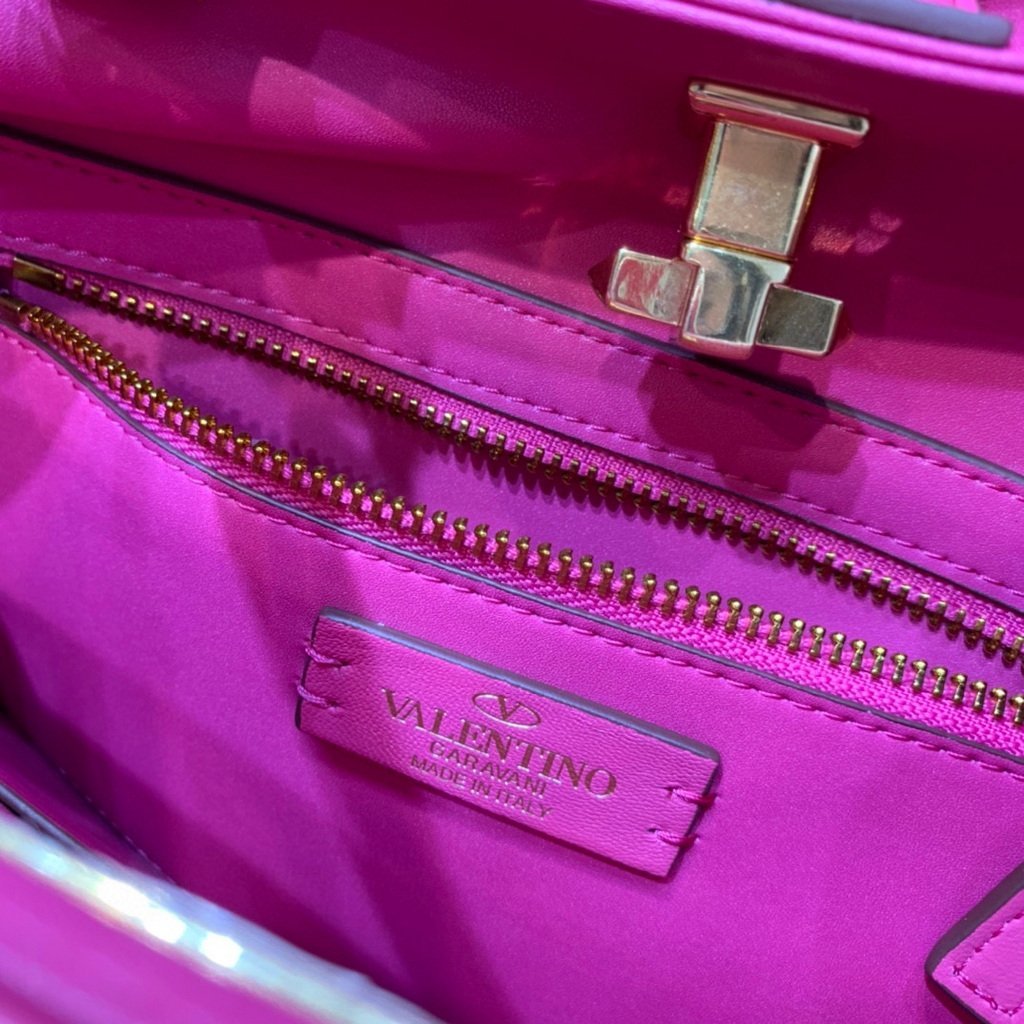 Valentino 2021 Roman Stud The Handle Bag In Nappa 0097L Plum