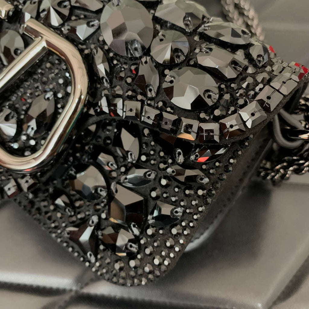 Valentino 2W0B0K53LBB_08Y SMALL VALENTINO GARAVANI LOC¨° SHOULDER BAG WITH CRYSTALS Black