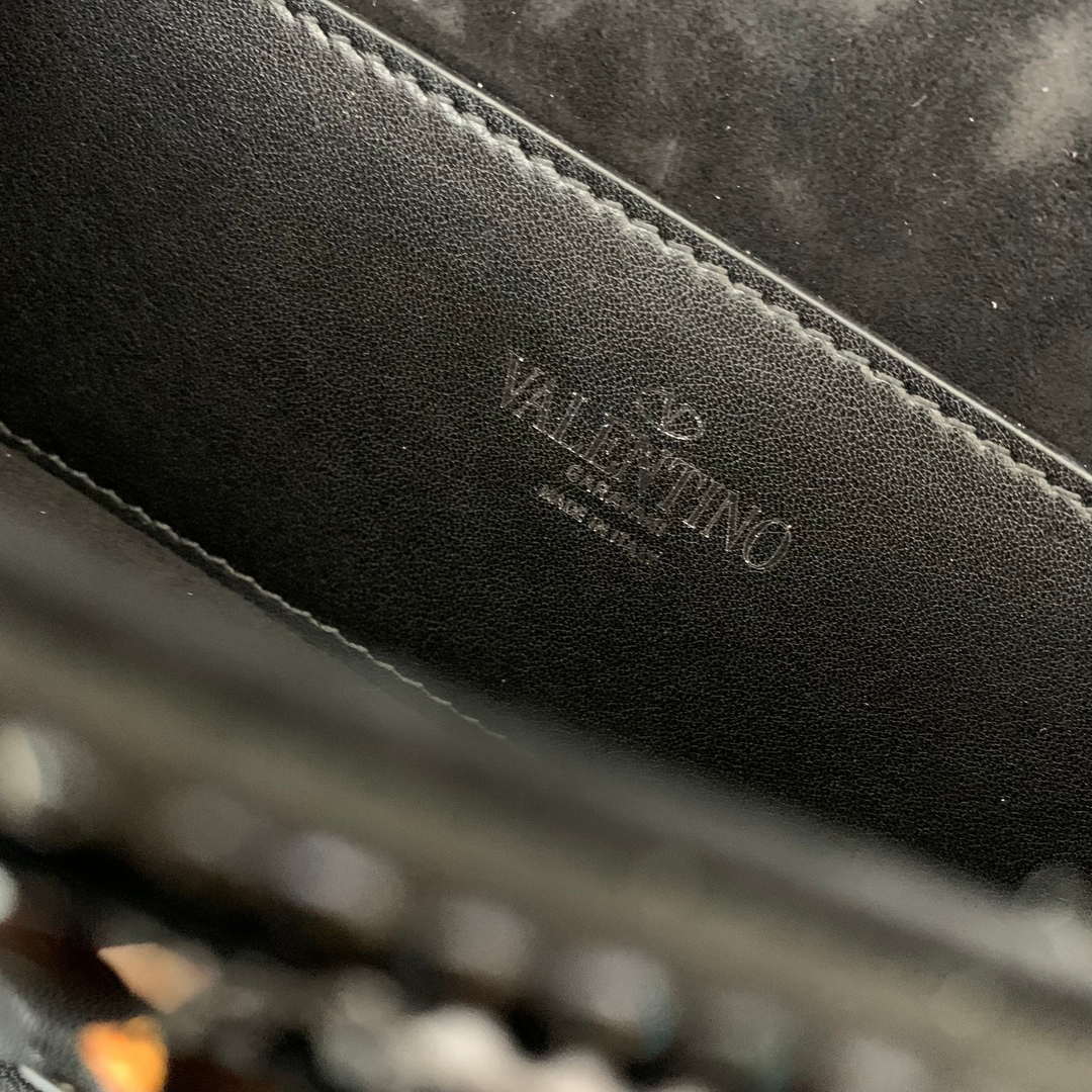 Valentino 2W0B0K53LBB_08Y SMALL VALENTINO GARAVANI LOC¨° SHOULDER BAG WITH CRYSTALS Black