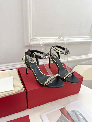 Valentino 2W0S0GX6JSI Rockstud Sandal In Nappa Leather With Plexi Heel 80mm V98825 - US 4=Euro 35 - View 1