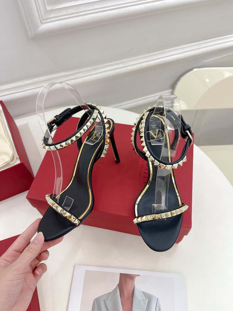 Valentino 2W0S0GX6JSI Rockstud Sandal In Nappa Leather With Plexi Heel 80mm V98825