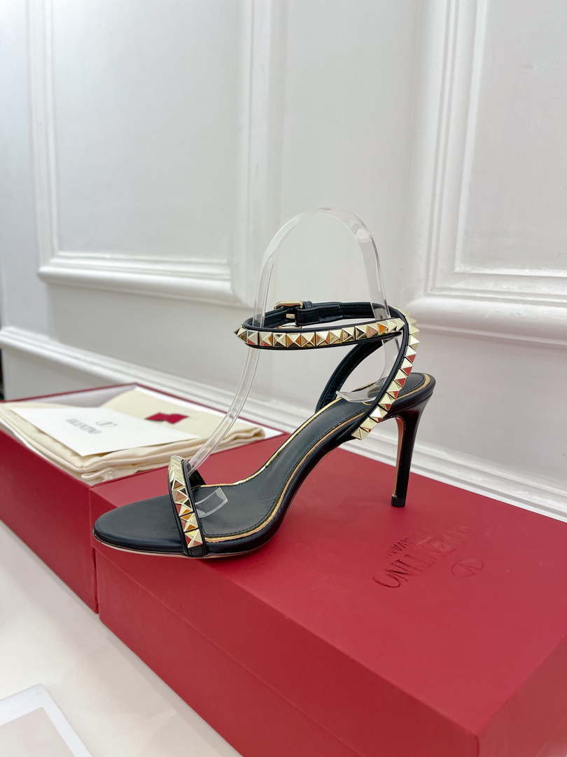 Valentino 2W0S0GX6JSI Rockstud Sandal In Nappa Leather With Plexi Heel 80mm V98825