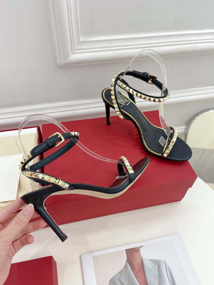 Valentino 2W0S0GX6JSI Rockstud Sandal In Nappa Leather With Plexi Heel 80mm V98825
