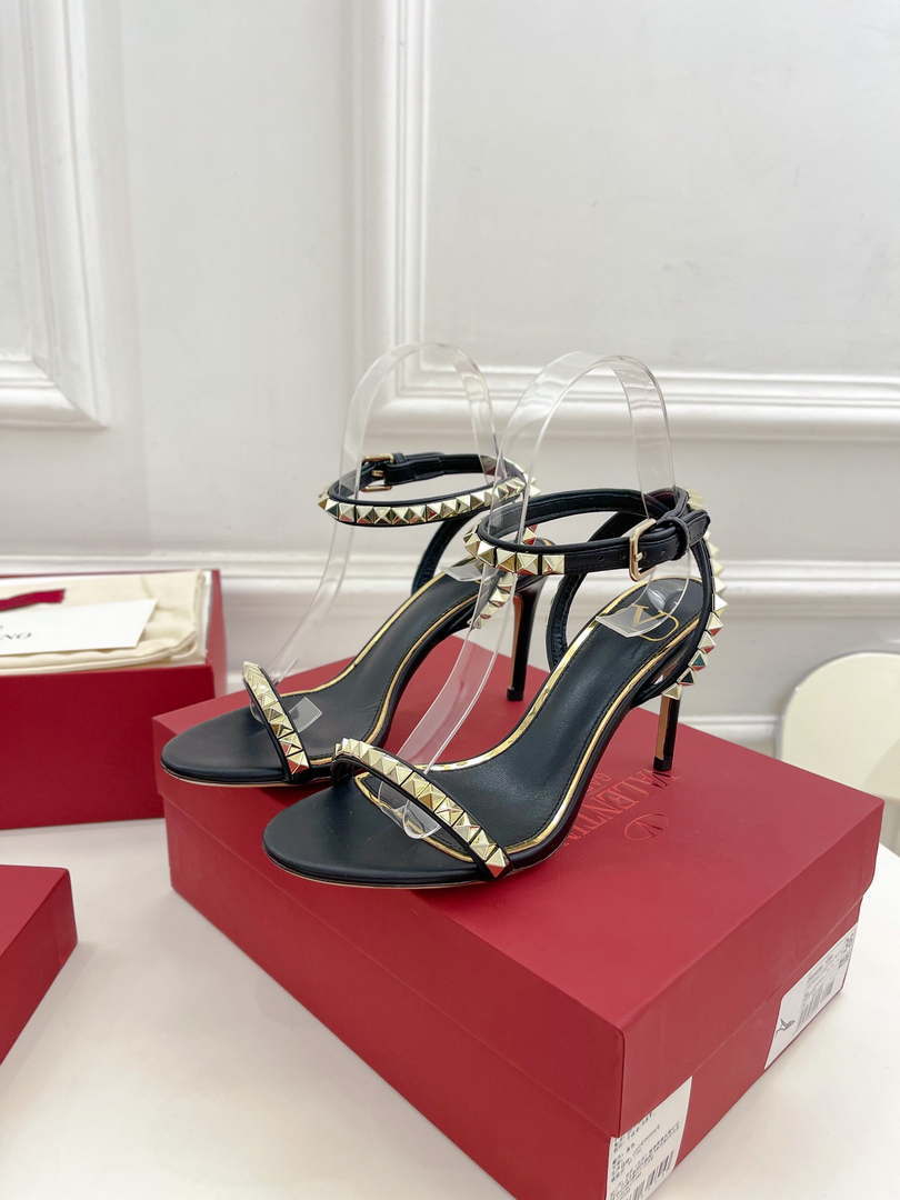 Valentino 2W0S0GX6JSI Rockstud Sandal In Nappa Leather With Plexi Heel 80mm V98825