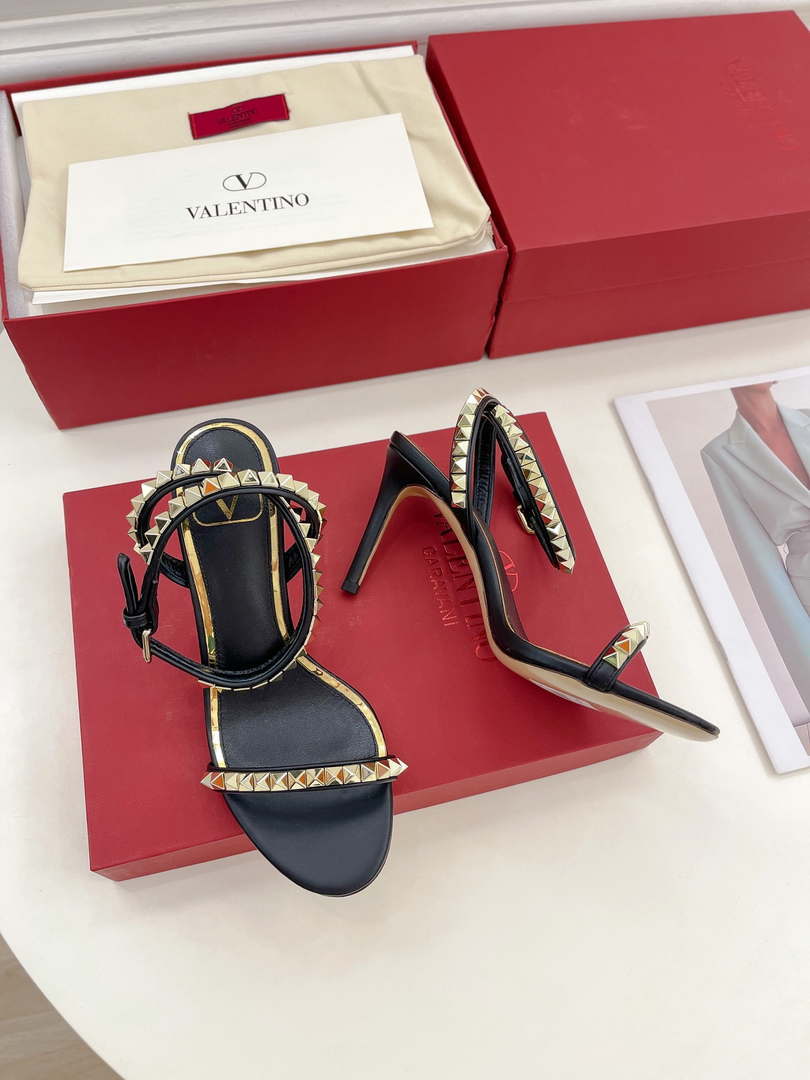 Valentino 2W0S0GX6JSI Rockstud Sandal In Nappa Leather With Plexi Heel 80mm V98825