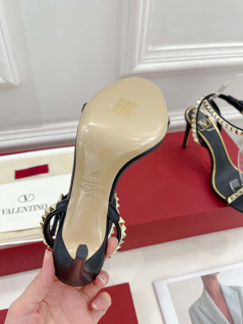 Valentino 2W0S0GX6JSI Rockstud Sandal In Nappa Leather With Plexi Heel 80mm V98825