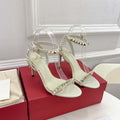 Valentino 2W0S0GX6JSI Rockstud Sandal In Nappa Leather With Plexi Heel 80mm V98826 - US 4=Euro 35 - View 1