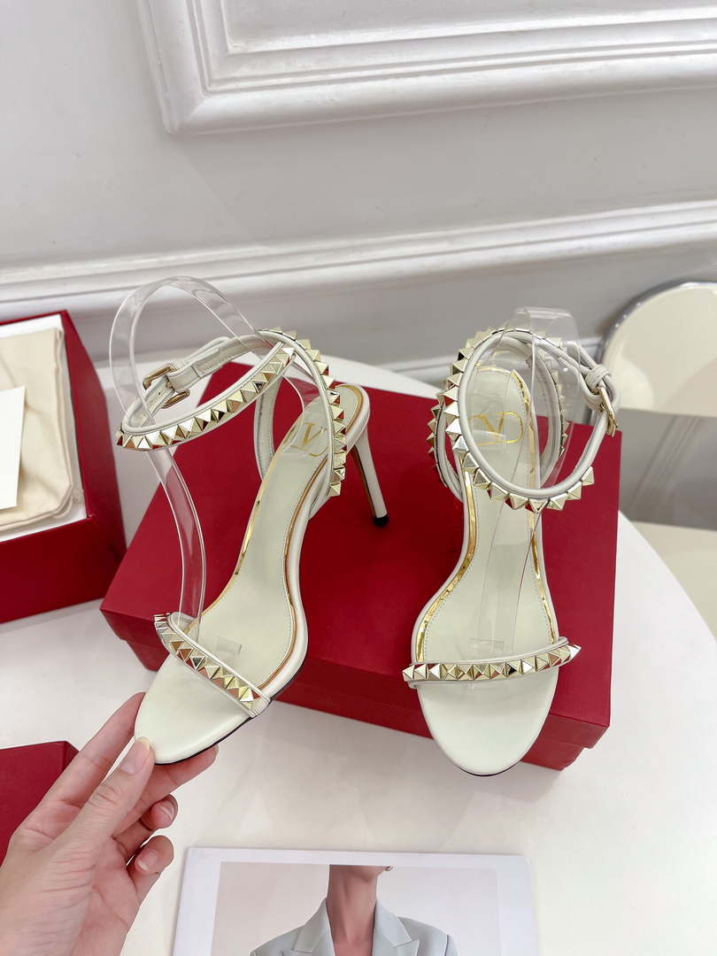 Valentino 2W0S0GX6JSI Rockstud Sandal In Nappa Leather With Plexi Heel 80mm V98826