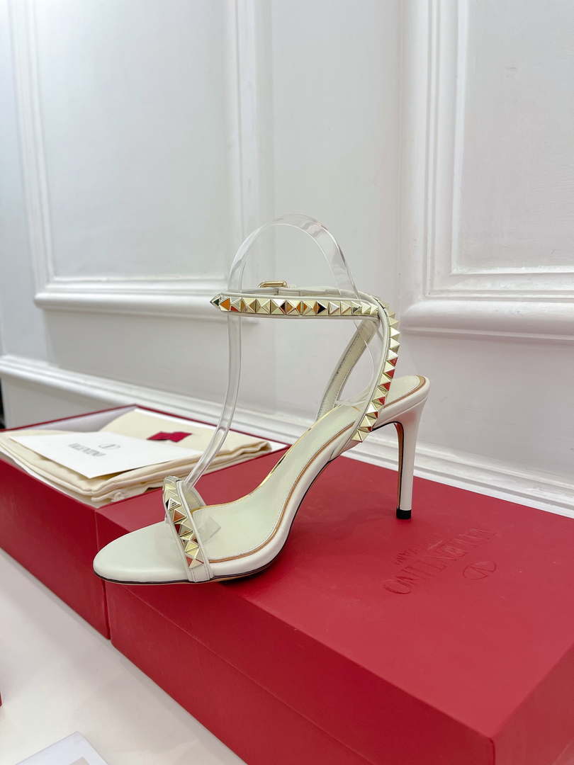 Valentino 2W0S0GX6JSI Rockstud Sandal In Nappa Leather With Plexi Heel 80mm V98826
