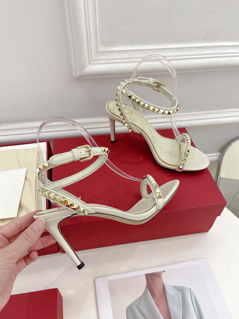 Valentino 2W0S0GX6JSI Rockstud Sandal In Nappa Leather With Plexi Heel 80mm V98826
