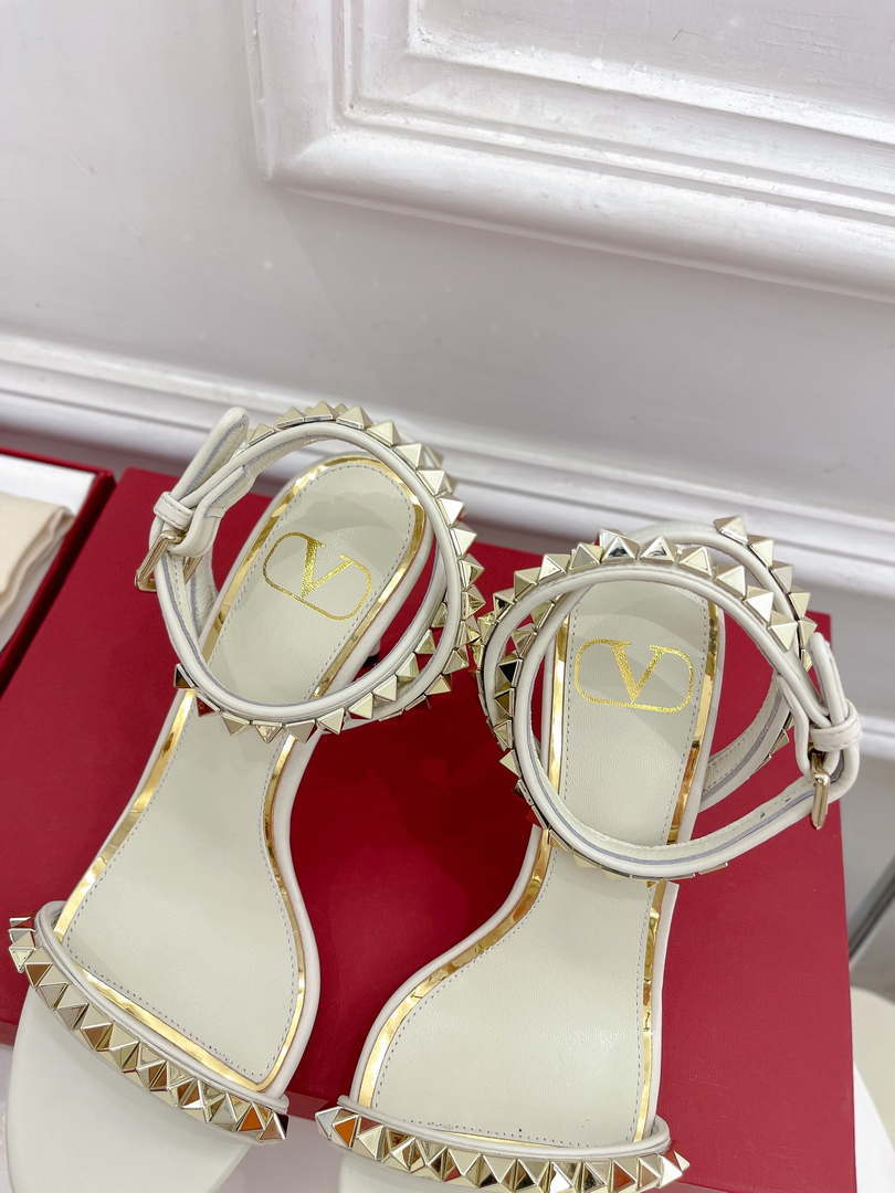 Valentino 2W0S0GX6JSI Rockstud Sandal In Nappa Leather With Plexi Heel 80mm V98826