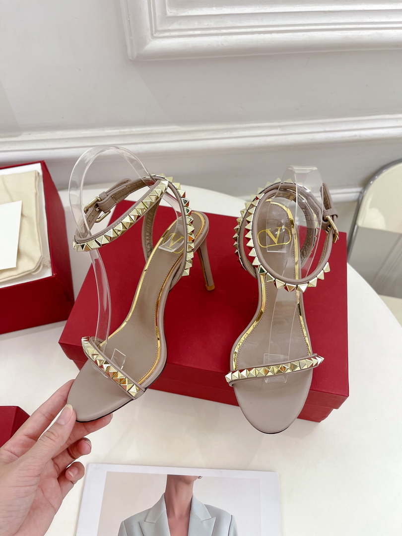 Valentino 2W0S0GX6JSI Rockstud Sandal In Nappa Leather With Plexi Heel 80mm V98827