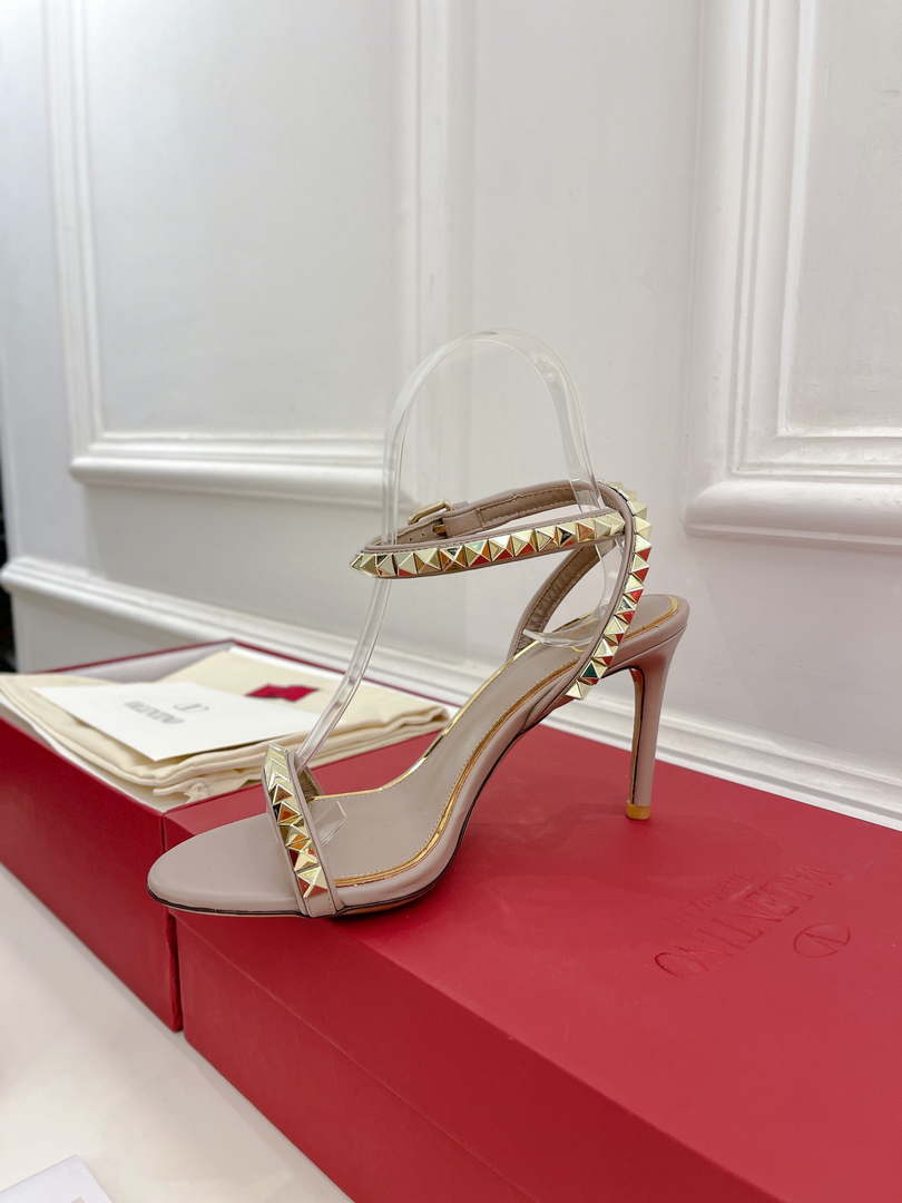 Valentino 2W0S0GX6JSI Rockstud Sandal In Nappa Leather With Plexi Heel 80mm V98827