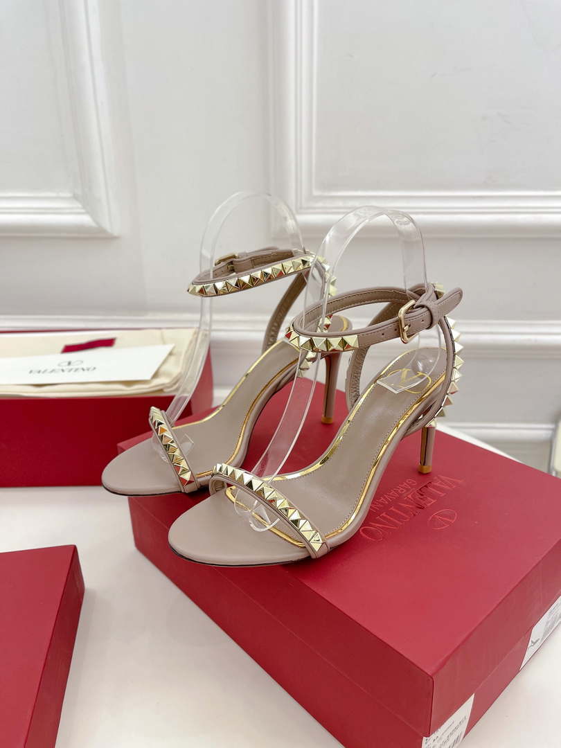 Valentino 2W0S0GX6JSI Rockstud Sandal In Nappa Leather With Plexi Heel 80mm V98827