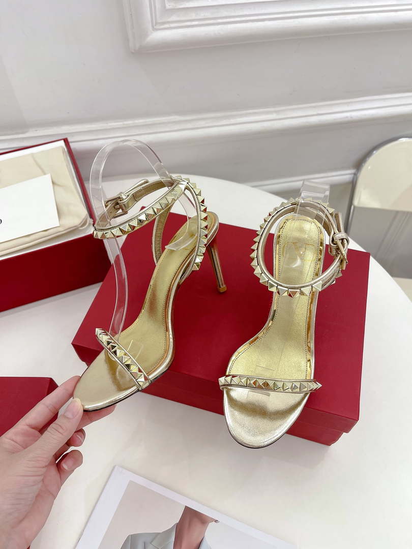 Valentino 2W0S0GX6JSI Rockstud Sandal In Nappa Leather With Plexi Heel 80mm V98828